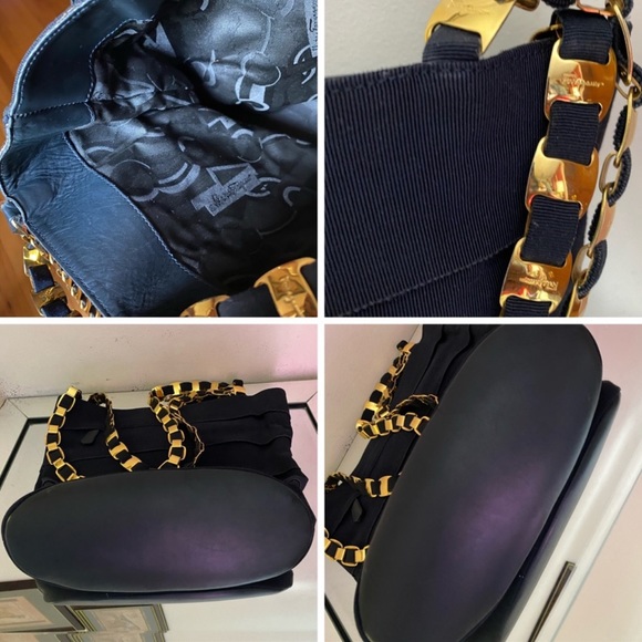 💥💥💥VINTAGE SUPER BEAUTIFUL 💥💥Ferragamo Navy blue Canvas Vara
Chain Tote💥💥 - Picture 10 of 16